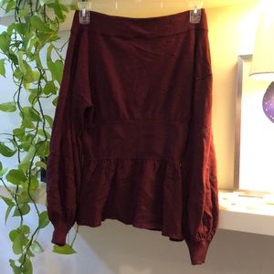 Off the shoulder belted sweater